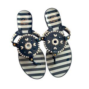 JACK Rogers Navy Blue & White Georgica Jelly Slip On Thong Sandal Size 8